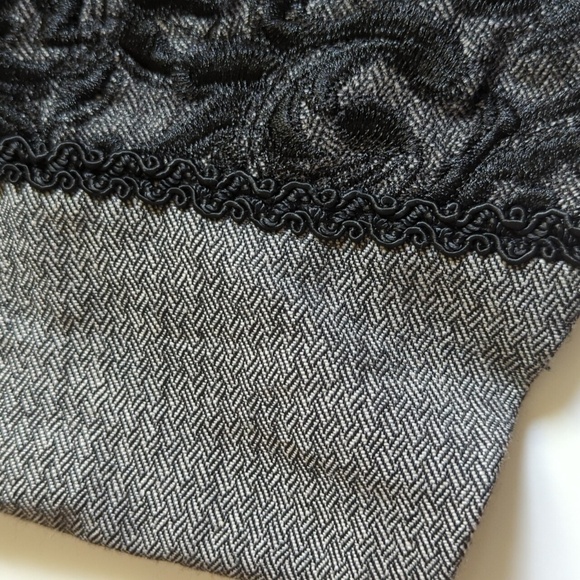 Chico's Vintage Vest Wool Black Embroidered Academia Size 2 Y2K Preppy Grunge - Picture 7 of 13